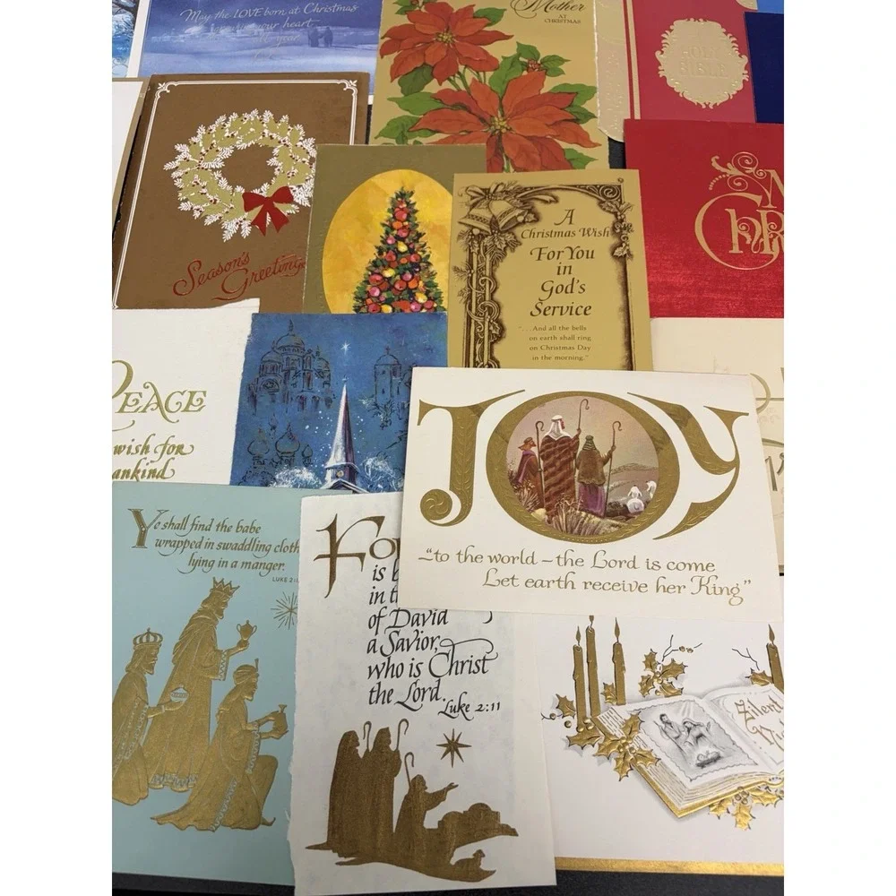 Vintage Metallic Christmas Cards Fronts ONLY for Scrapbooking Crafts Lot of 50+